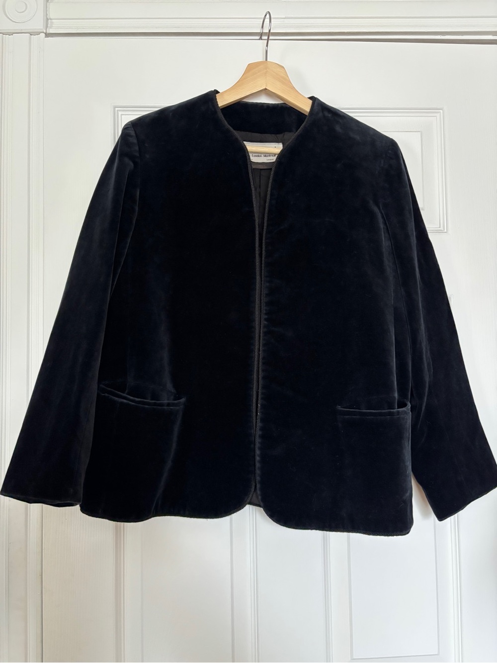Women's Black Velvet Open-Front Blazer Jacket
